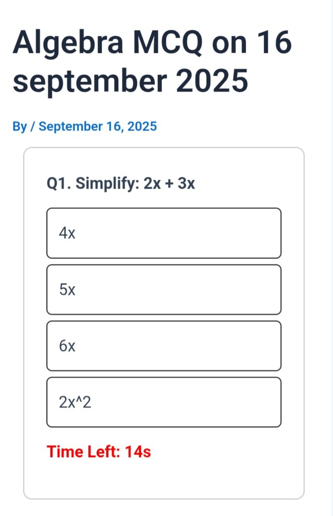 MCQ on Algebra